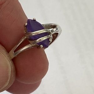 Avon Sterling Silver Purple Stone Ring Size 8